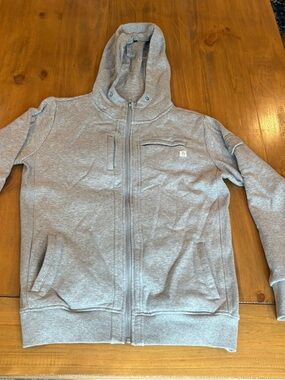 Men's Gray Zip-Up Hooded Sweatshirt